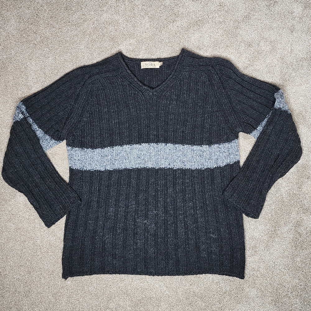 NOBA Italy Wool Blend Charcoal Grey Sweater Size XL